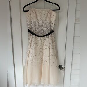 Laundry By Shelli Segal Strapless Cream Dress with Black beading